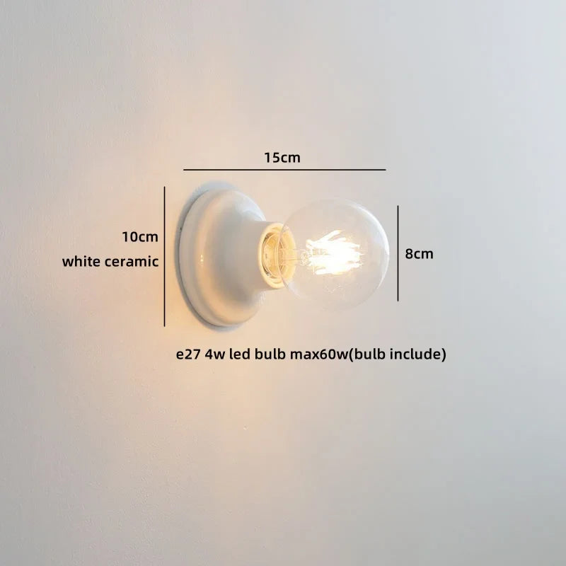 Helnys Ceramic LED Wall Lamp Sconce Minimalist Japan Style Stair Light
