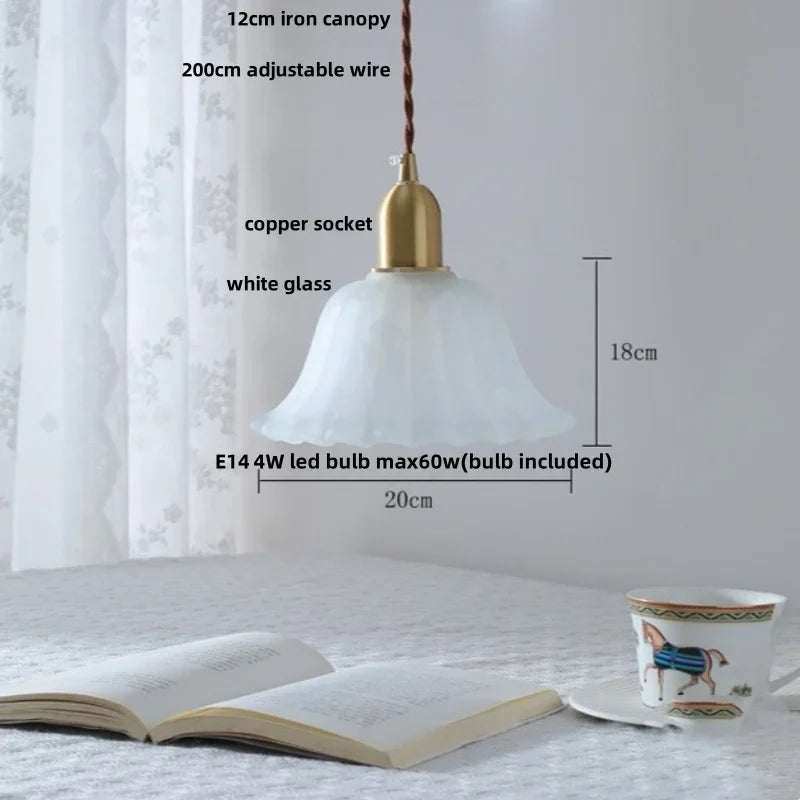 Helnys White Glass LED Pendant Lamp Modern Copper Socket Hanging Lights