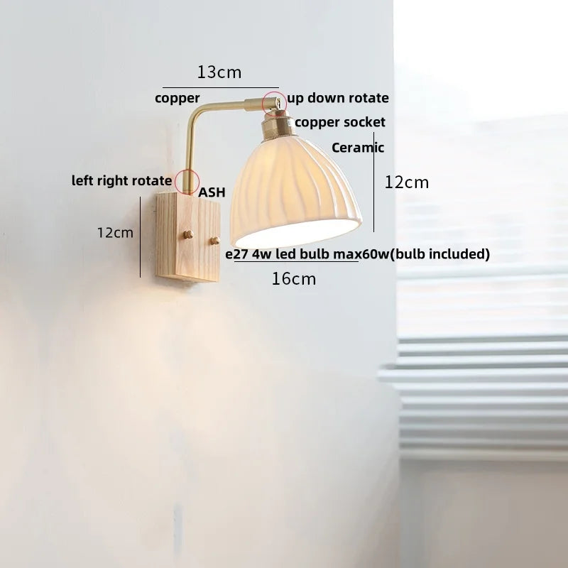 Helnys Modern LED Wall Sconce Rotatable White Ceramic Vanity Light