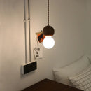 Helnys Wood Glass Balls LED Pendant Chandelier Black Walnut Hanging Lamp