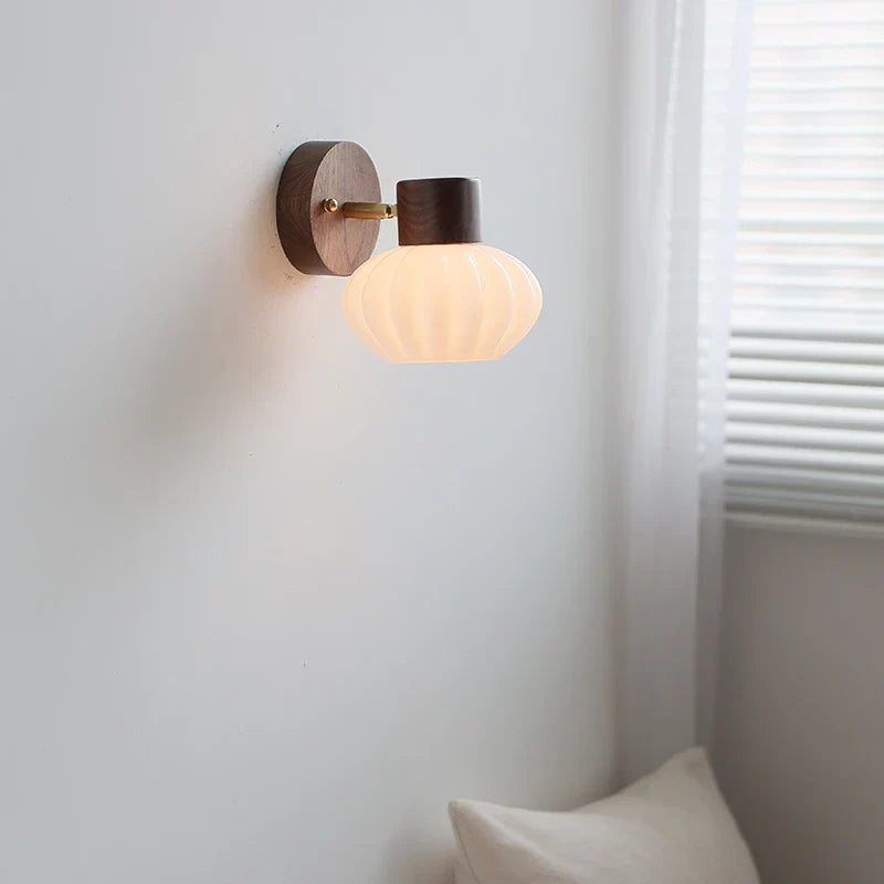 Helnys White Glass LED Wall Light Children's Room Modern Nordic Decor Bedside Lamp