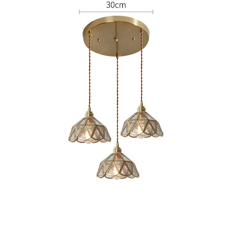 Helnys Glass LED Pendant Lights: Modern Copper Hanging Lamp for Bedroom, Dining, Restaurant
