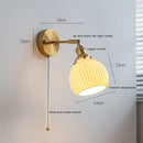 Helnys Nordic Ceramic LED Wall Sconce with Switch for Bedroom Living Room