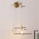 Helnys Copper LED Glass Wall Sconce Pull Chain Switch Adjustable Mirror Light