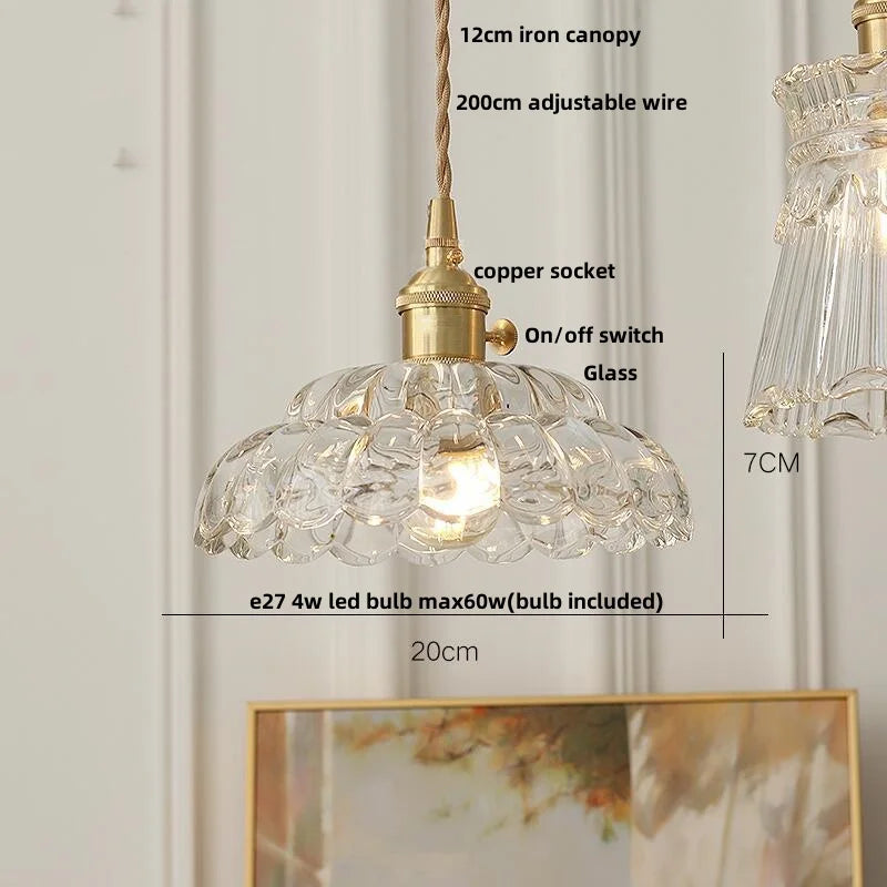 Helnys Nordic Glass LED Pendant Light for Study Porch Dining Room Home Decor