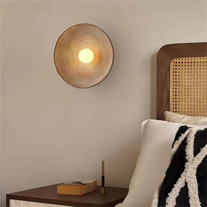 Helnys LED Round Wall Lamp Sconce Japanese Style Indoor Decor Light