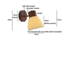 Helnys Nordic LED Wall Lamp with Switch, Up Down Rotation, Modern White Ceramic Shade