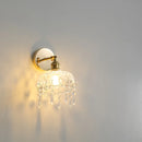 Helnys Clear Glass LED Wall Lamp Pull Chain Switch Rotatable Crystal Light