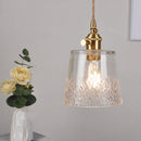 Helnys Clear Leaf Glass LED Pendant Lamp with Copper Knob Switch