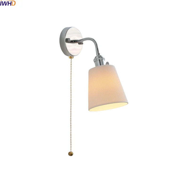 Helnys Ceramic LED Wall Light Luxury Indoor Living Room Balcony Decor Bedside Lamp