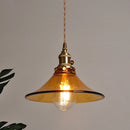 Helnys Amber Glass Pendant Light with Adjustable Wire and Knob Switch