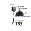 Helnys Black Round Wood LED Wall Lamp With Switch - Bedroom Living Room Home Design