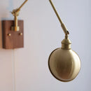 Helnys Nordic Copper LED Wall Lamp with Pull Chain Switch, Wooden Canopy