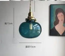 Helnys Blue Glass Pendant Lights for Bedroom Dinning Living Room