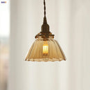 Helnys Amber Glass Pendant Light - Nordic Modern LED Fixture with Adjustable Wire