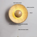 Helnys LED Wall Light Bedroom Yellow Travertine Wood Canopy Sconce Lampara