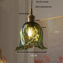Helnys Clear Leaf Glass LED Pendant Lamp with Copper Knob Switch