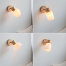 Helnys Nordic Modern Wood Canopy Wall Sconce LED Light Fixture Glass Dining Room