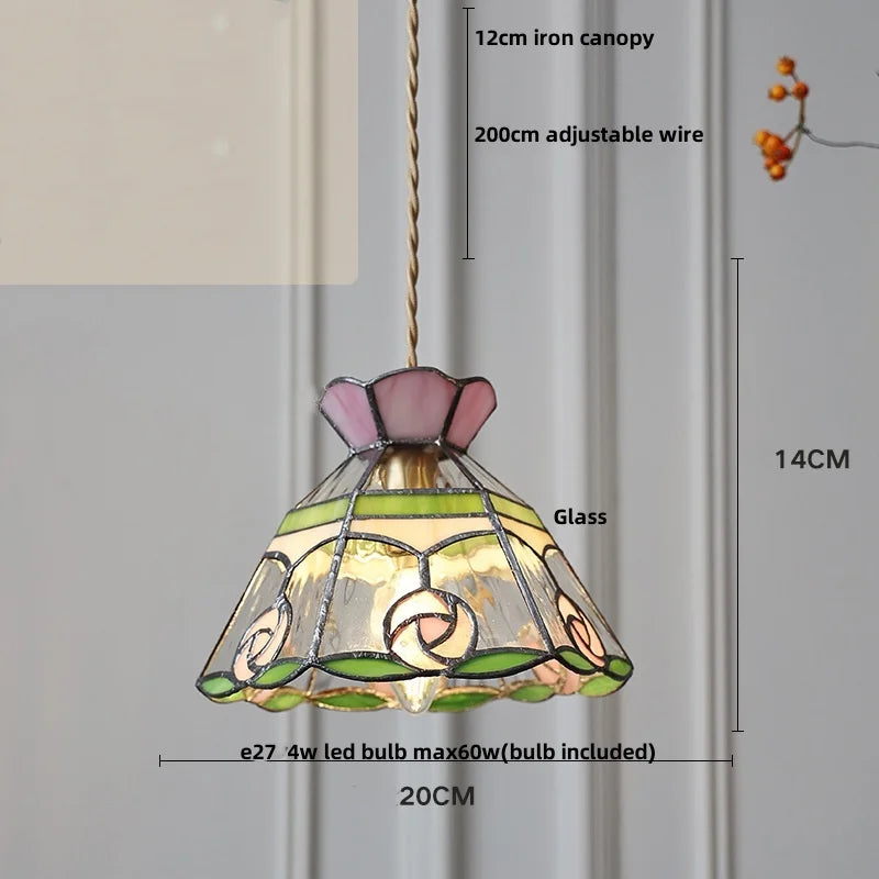 Helnys Tiffany Style Glass LED Pendant Lights for Dining Kitchen Restaurant