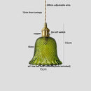 Helnys Adjustable Copper Wire LED Pendant Lamps with Green Glass Shade