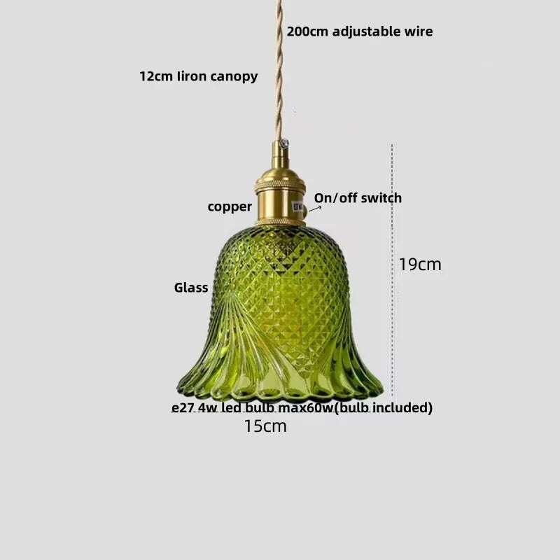 Helnys Bubble Glass Ball LED Pendant Lamp with Copper Knob Switch