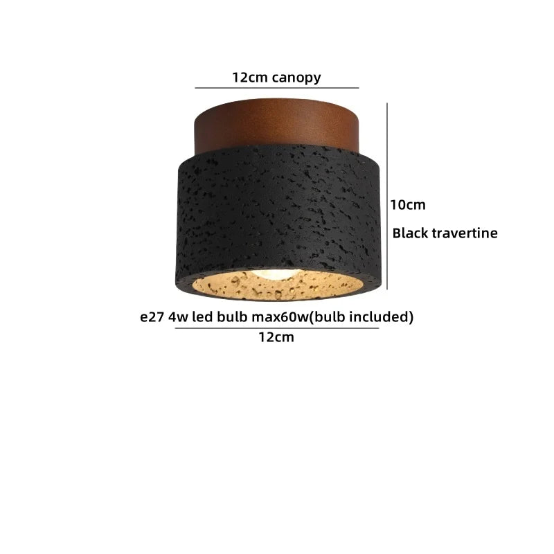 Helnys Black Stone LED Ceiling Lights - Nordic Modern Wood Canopy Ceiling Lamp