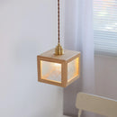 Helnys Glass & Walnut Wood Adjustable LED Pendant Lamp - Nordic Modern Hanging Light