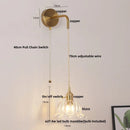 Helnys Copper LED Glass Wall Sconce Pull Chain Switch Adjustable Mirror Light