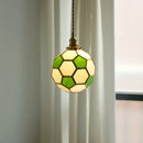 Helnys Football Glass Shade LED Pendant Chandelier for Children's Bedroom