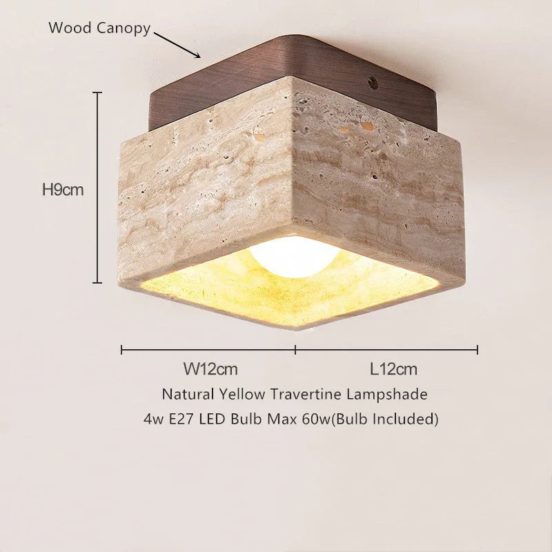 Helnys Yellow Travertine LED Ceiling Light - Wabi Sabi Home Decor