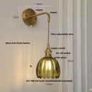 Helnys Smoke Gray Glass LED Wall Light with Pull Chain Switch - Minimalist Design