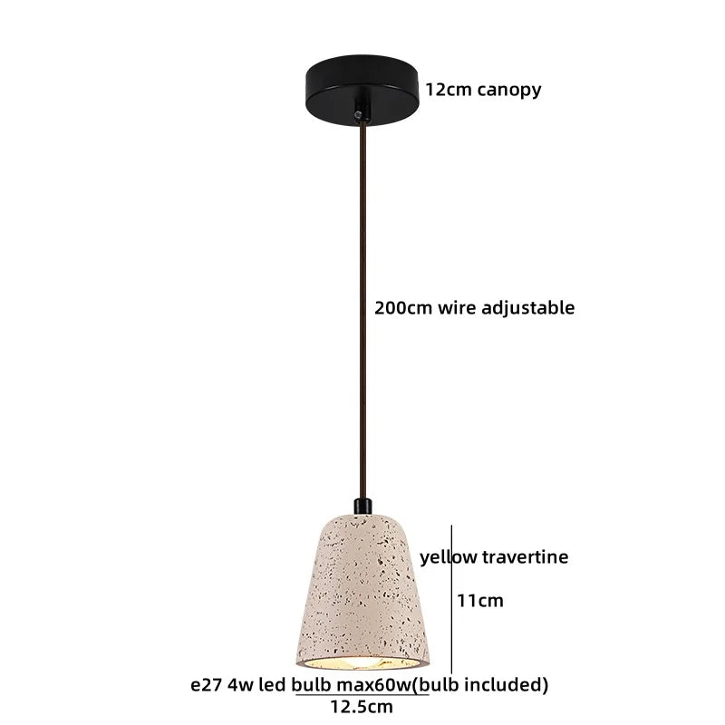 Helnys Yellow Travertine Globe LED Pendant Light for Bedroom Living Room