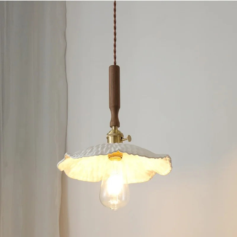 Helnys Nordic LED Pendant Light with Ceramic Copper Knob Switch
