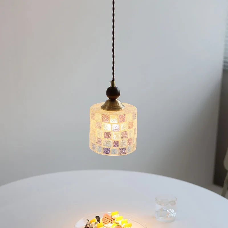 Helnys Walnut Wood LED Glass Pendant Light Fixture - Modern Nordic Hanging Lamp