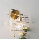 Helnys Copper Glass Wall Sconce LED Light Fixture Nordic Modern Stair Lamp