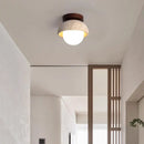 Helnys Yellow Cave Stone LED Ceiling Lamp with Wood Canopy