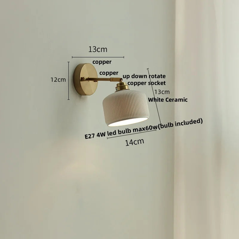 Helnys Ceramic LED Wall Lamp Sconce Up Down Rotate Modern Bathroom Mirror Light