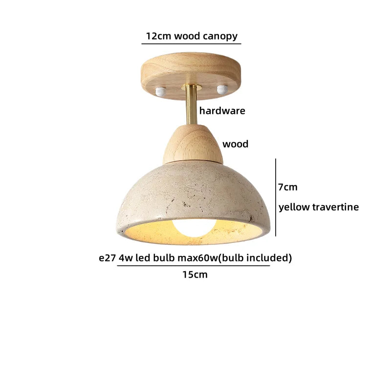 Helnys Yellow Travertine Square LED Ceiling Light Fixture