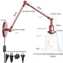 Helnys Retro Loft LED Wall Light Fixture Industrial Glass Indoor Lamp