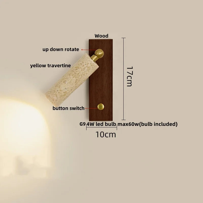 Helnys Black Iron LED Wall Light Fixture Nordic Modern Wood Bedside Lamp