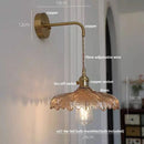 Helnys Amber Vintage LED Glass Wall Light Fixture with Pull Chain Switch