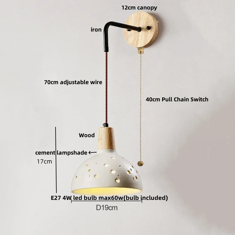 Helnys Adjustable Wall Light with Pull Chain Switch - Nordic Modern Design
