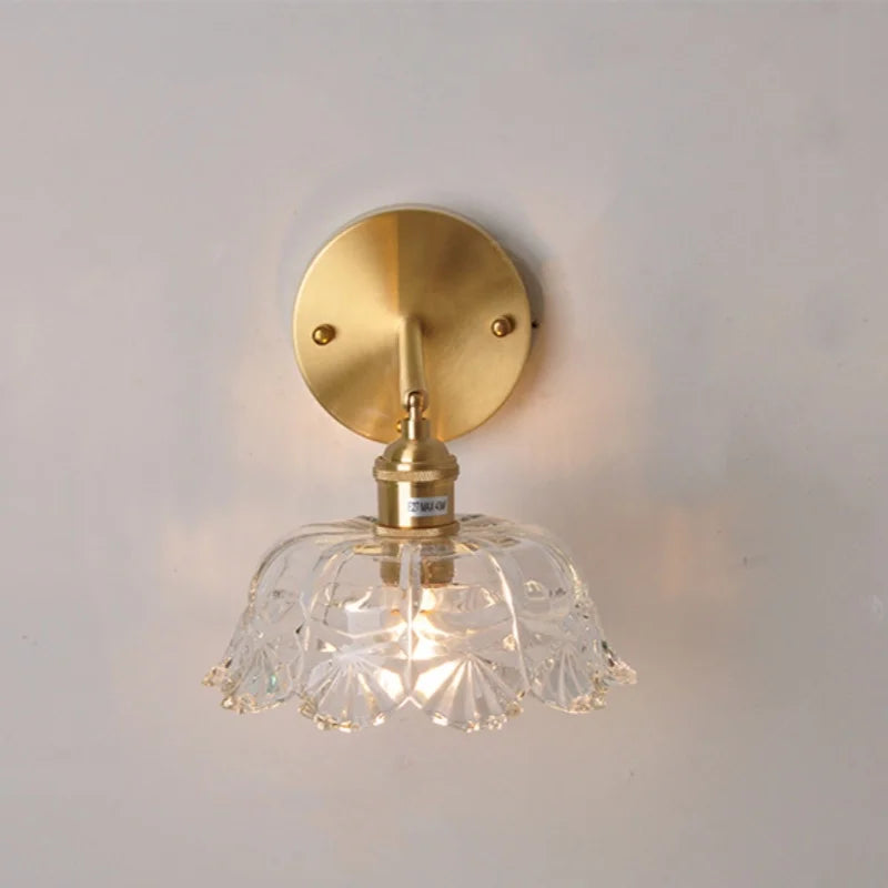 Helnys Glass LED Wall Light Fixture Modern Rotate Clear Glass Bedside Lamp