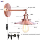 Helnys Loft LED Wall Lamp With Gold Pull Chain Switch - Industrial Vintage Design