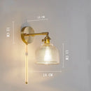 Helnys Clear Glass LED Wall Lights Copper Pull Chain Switch Modern Wandlamp