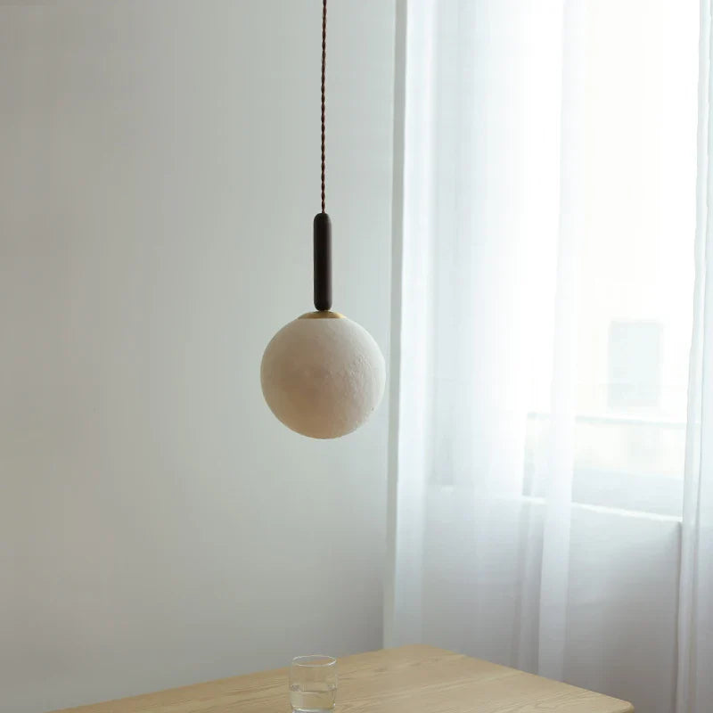 Helnys Nordic LED Glass Pendant Light Fixture with Wood Accent