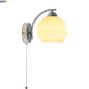 Helnys Nordic LED Wall Sconce with Switch, White Beige Glass, E27 Bulb, Bathroom Lights