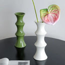 Helnys Retro Bamboo Ceramic Vase Home Decor Chinese Style Living Room Dried Flower