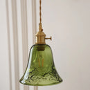 Helnys Adjustable Copper Wire LED Pendant Lamps with Green Glass Shade