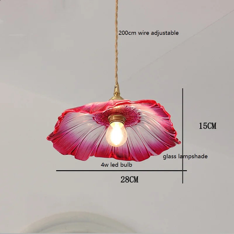 Helnys Green Glass LED Pendant Lamp with Copper Wood Handle for Dinning Living Room